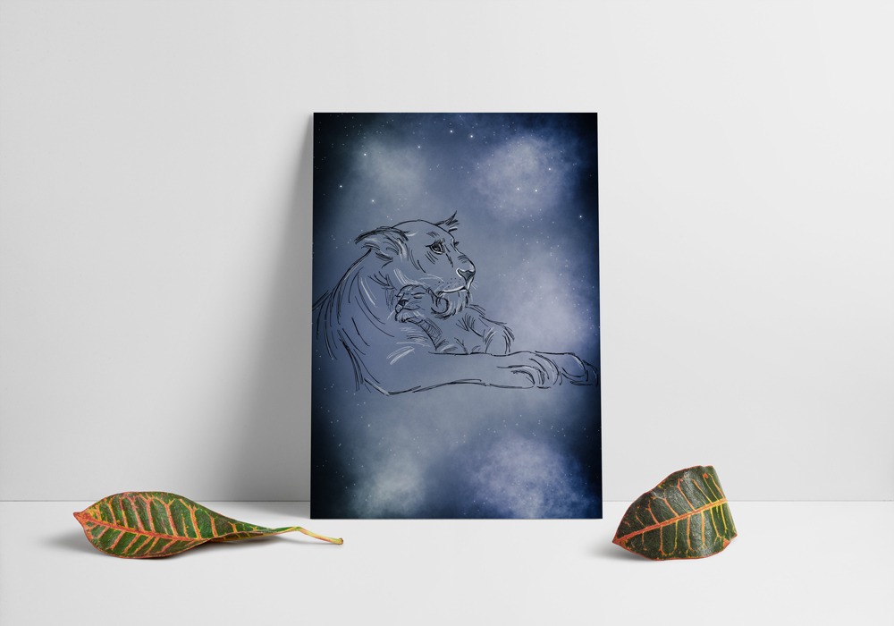 Lioness and Cub Art Print