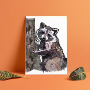 Climbing Raccoon Art Print