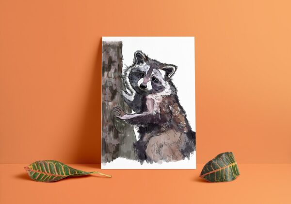Climbing Raccoon Art Print